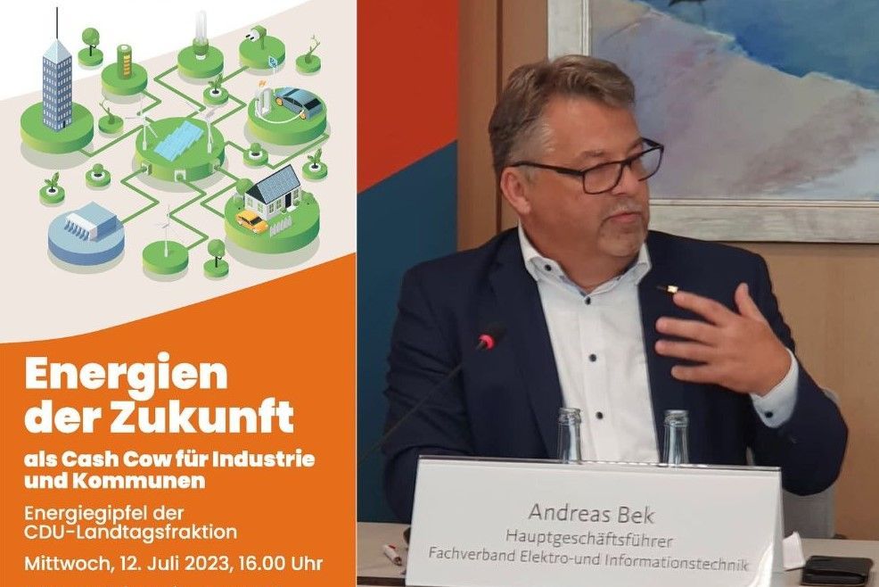 In einem Impulsvortrag hob Andreas Bek, Hauptgeschäftsführer des FV EIT BW, die große Bedeutung des E-Handwerks für die Energiewende hervor.